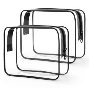 Clear Toiletry Bag, Cosmetic Bags 2 Pack With Zipper Carry On Airline Airport🌼